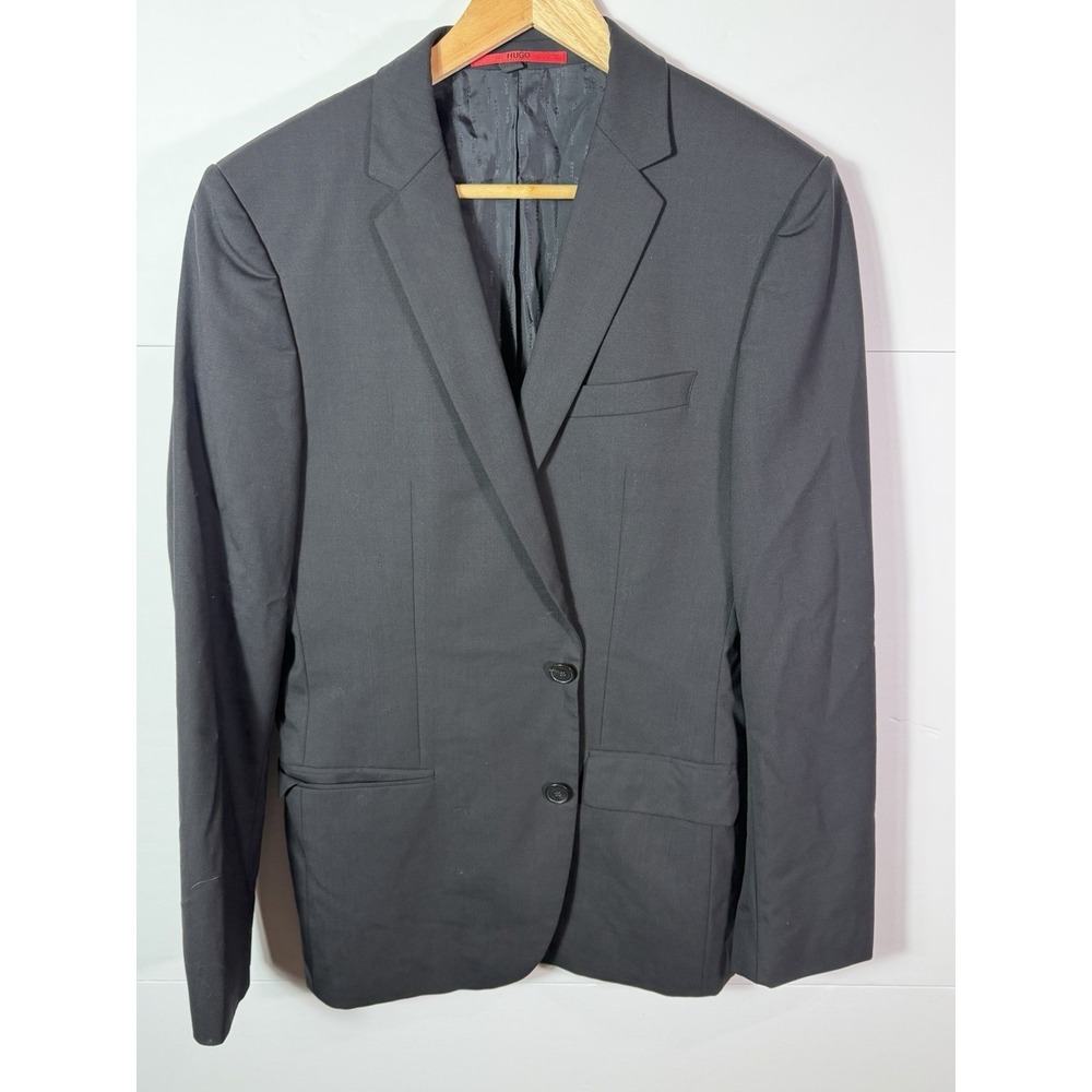 Hugo Boss Blazer Sport Coat Black Two Button Wool Blend Mens 40R